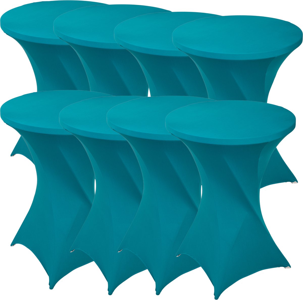 Statafelrok Turquoise x 8 – ∅80-85 x 110 cm – Statafelhoes Stretch 8 Stuks – Tafelhoezen voor Statafel Sta Tafel Hoes | Staantafelhoes - Geschikt voor Horeca Evenementen | Cocktailparty | Trouwerij